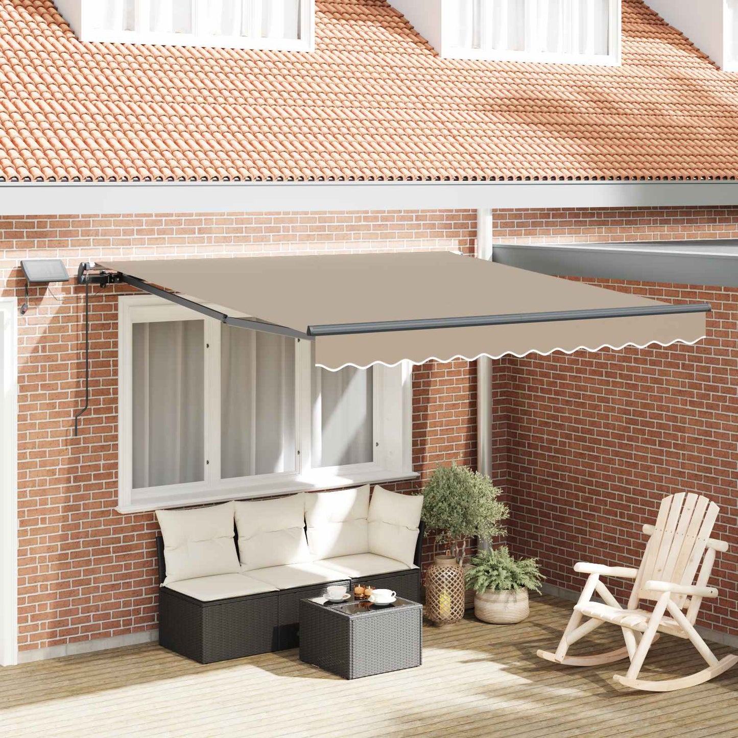Udtrækkelig markise Hvid 350 x 250 cm Stof og aluminium