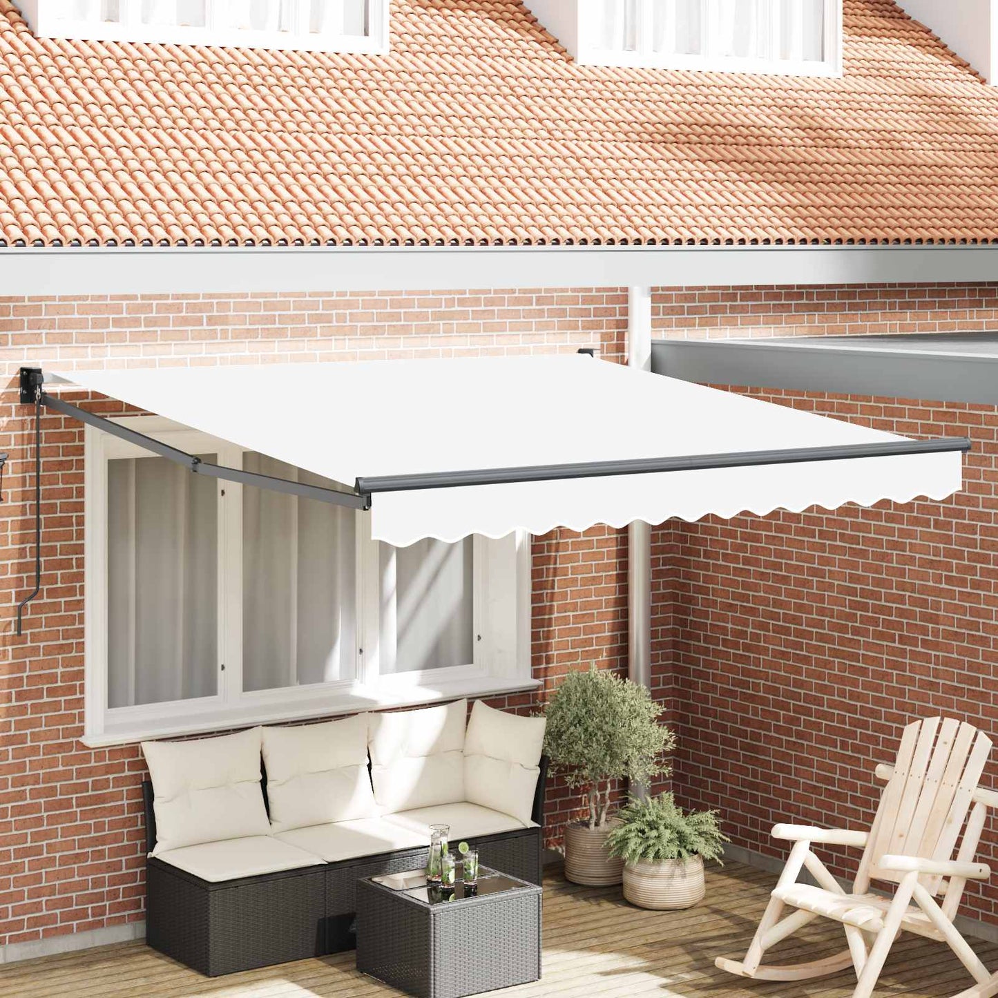 Udtrækkelig markise Hvid 350 x 250 cm