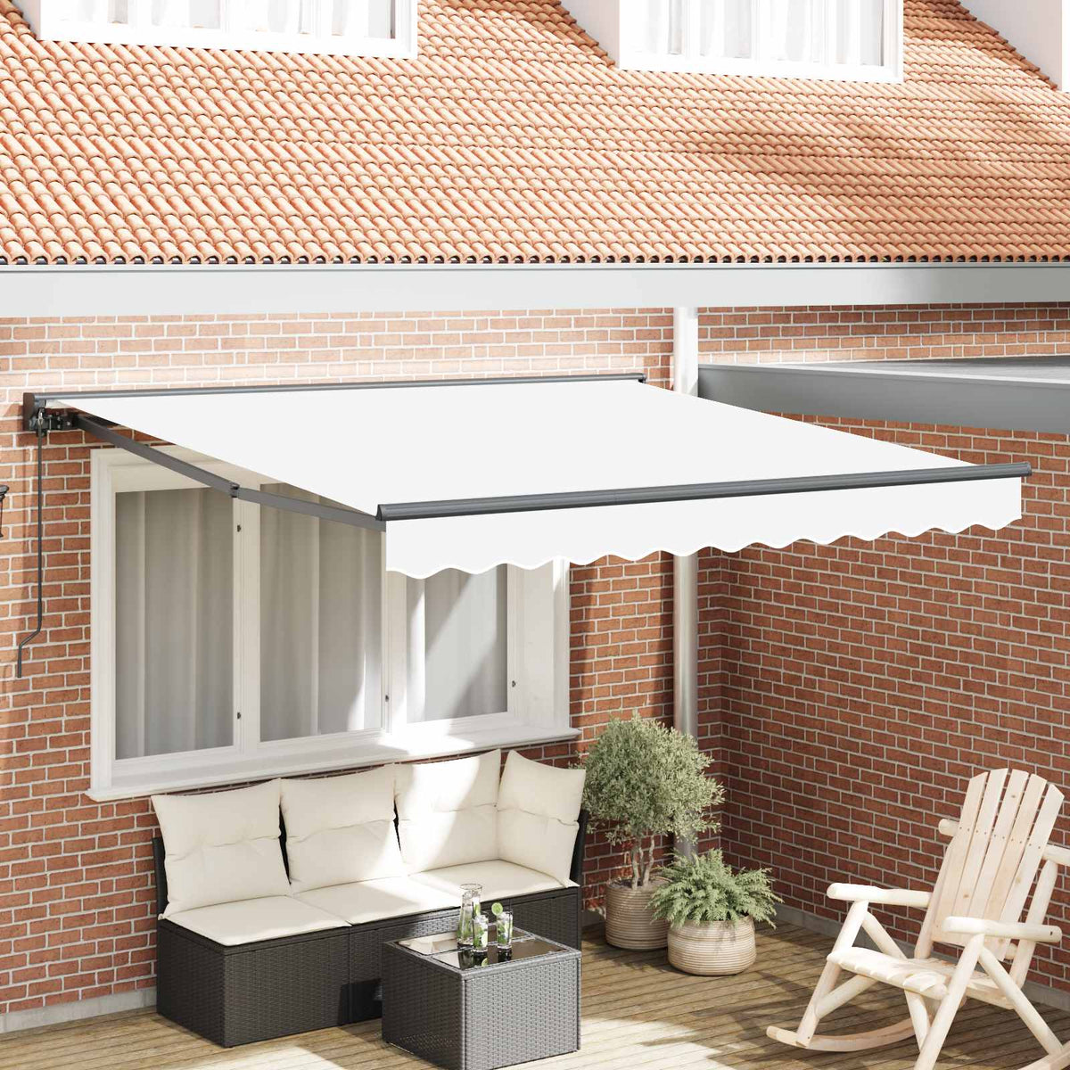 Markiseramme Hvid 350 x 250 cm Polyester med PU belægning