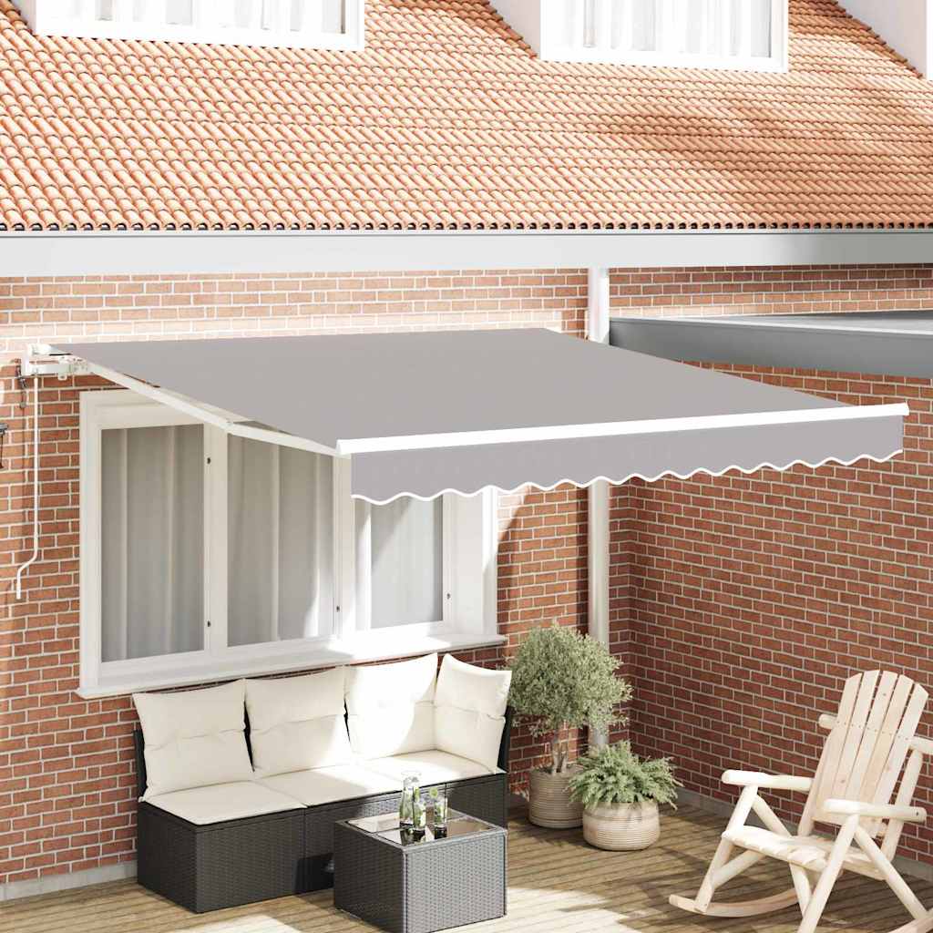 Udtrækkelig markise Lysegrå 350 x 250 cm Stof og aluminium