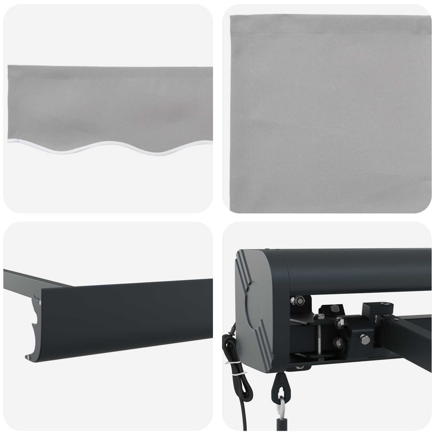 Udtrækkelig markise Lysegrå 350 x 250 x 165 cm Stof og Metal