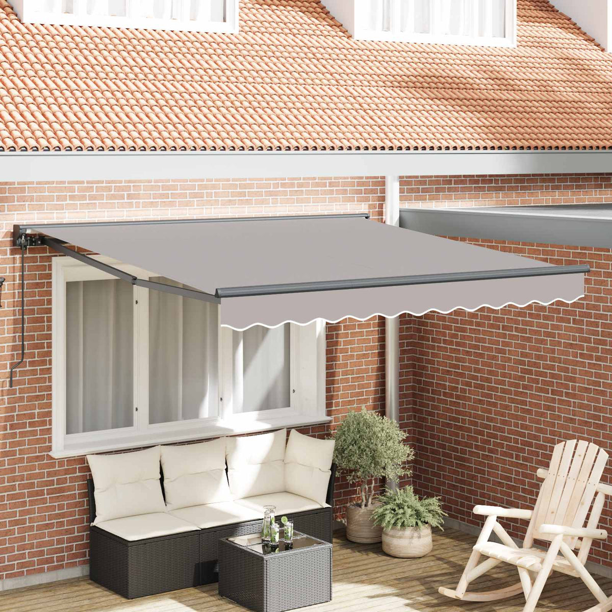 Markiseramme Lysegrå 350 x 250 cm Polyester med PU belægning