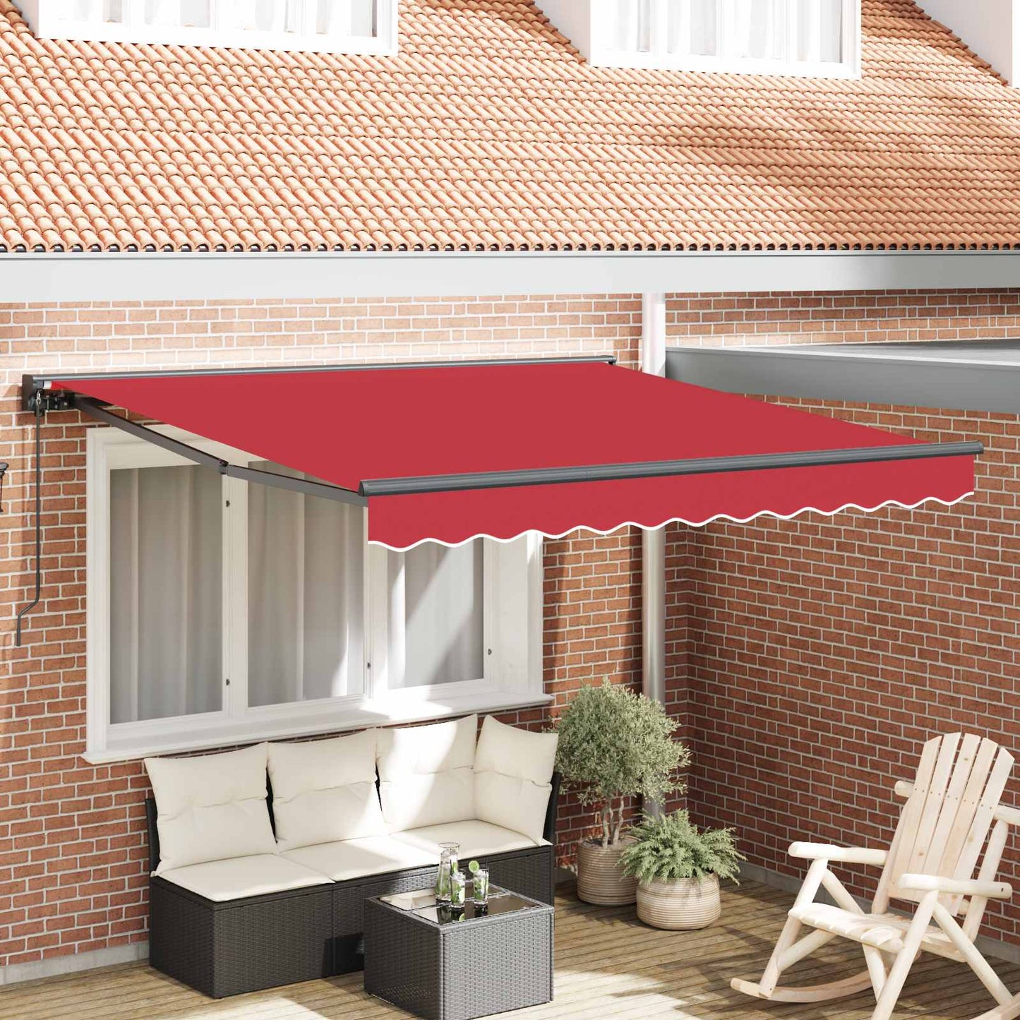 Markiseramme Rød 350 x 250 cm Polyester med PU belægning
