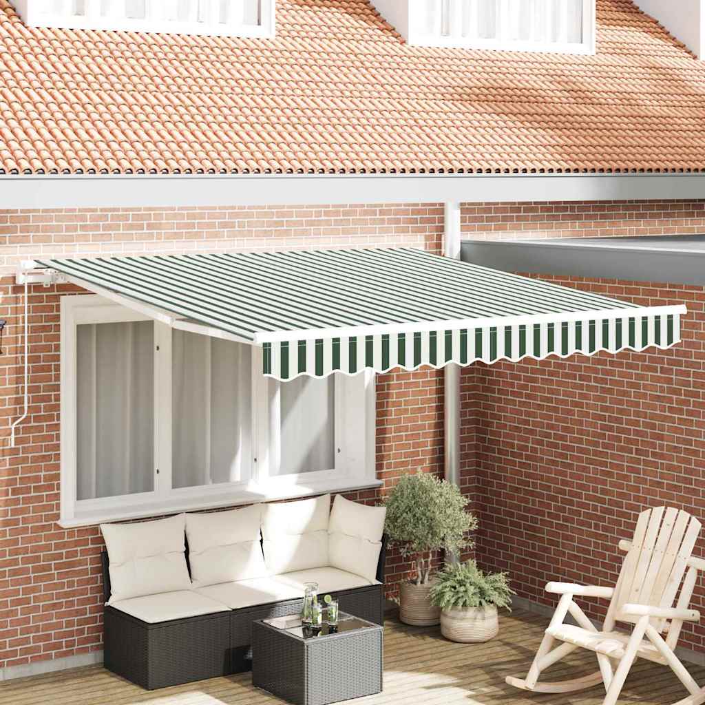 Udtrækkelig markise Grøn og Hvid 350 x 250 cm