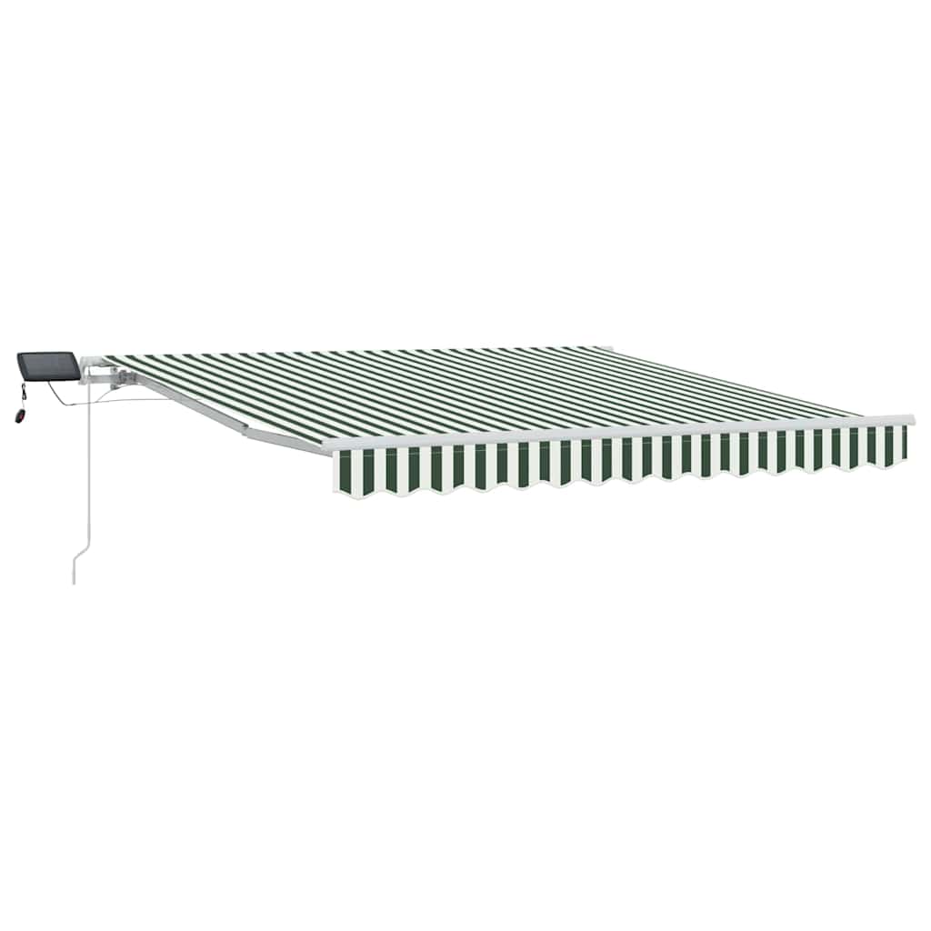 Udtrækkelig markise Grøn og Hvid 350 x 250 cm Stof og aluminium