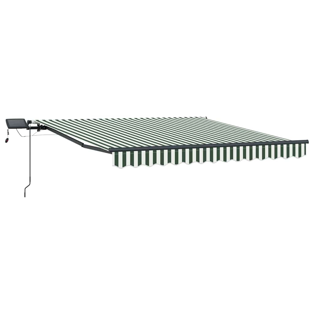 Udtrækkelig markise Grøn og Hvid 350 x 250 cm Stof og aluminium