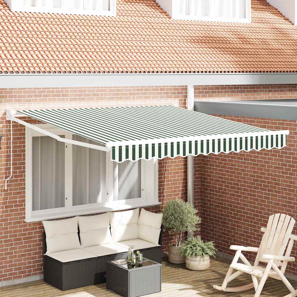 Udtrækkelig markise Grøn og Hvid 350 x 250 cm