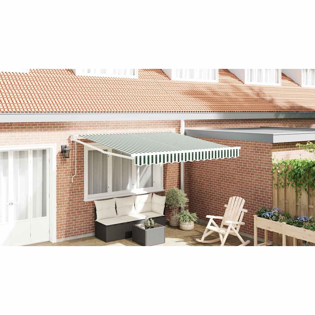 Udtrækkelig markise Grøn og Hvid 350 x 250 cm