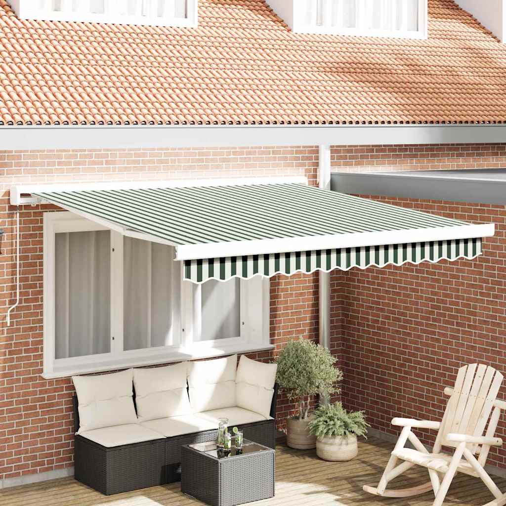 Udtrækkelig markise Grøn og Hvid 350 x 250 cm