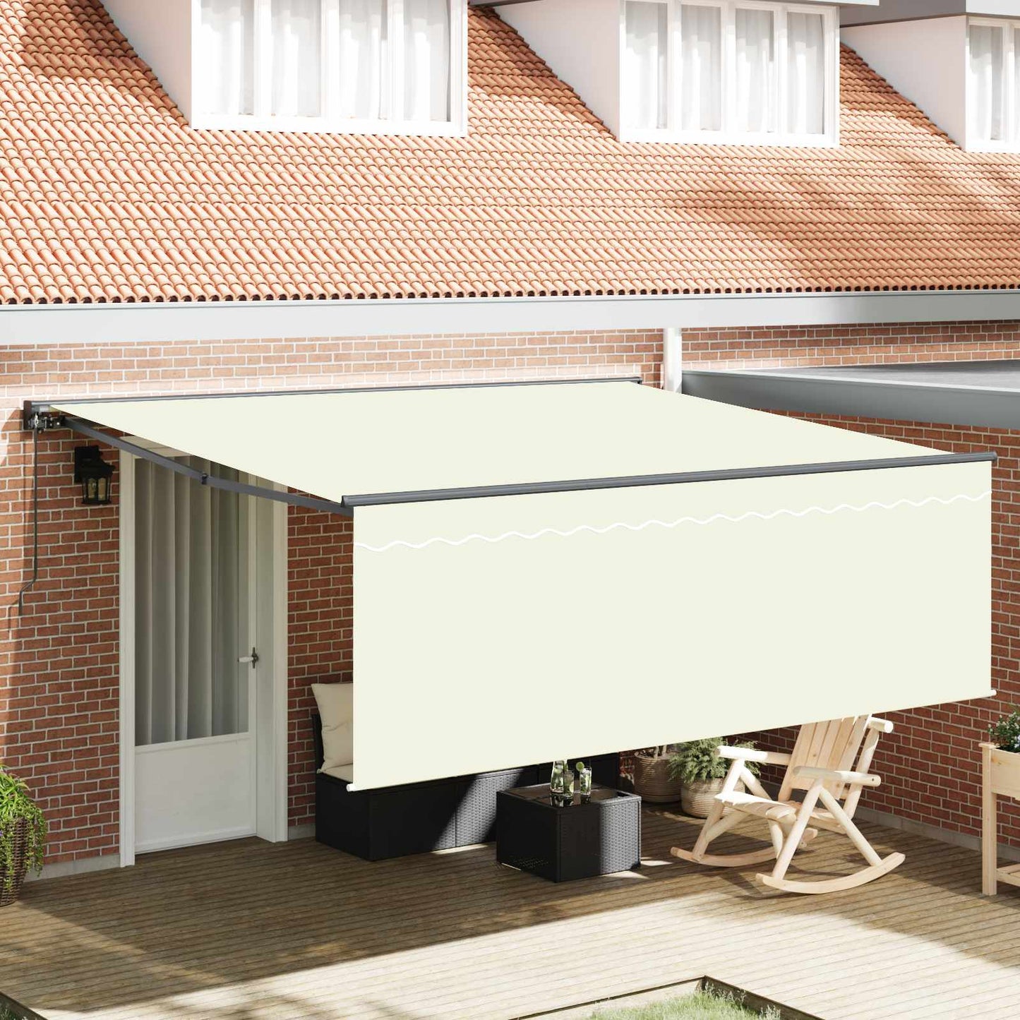 Udtrækkelig markise Creme 400 × 300 cm Polyester og Aluminium