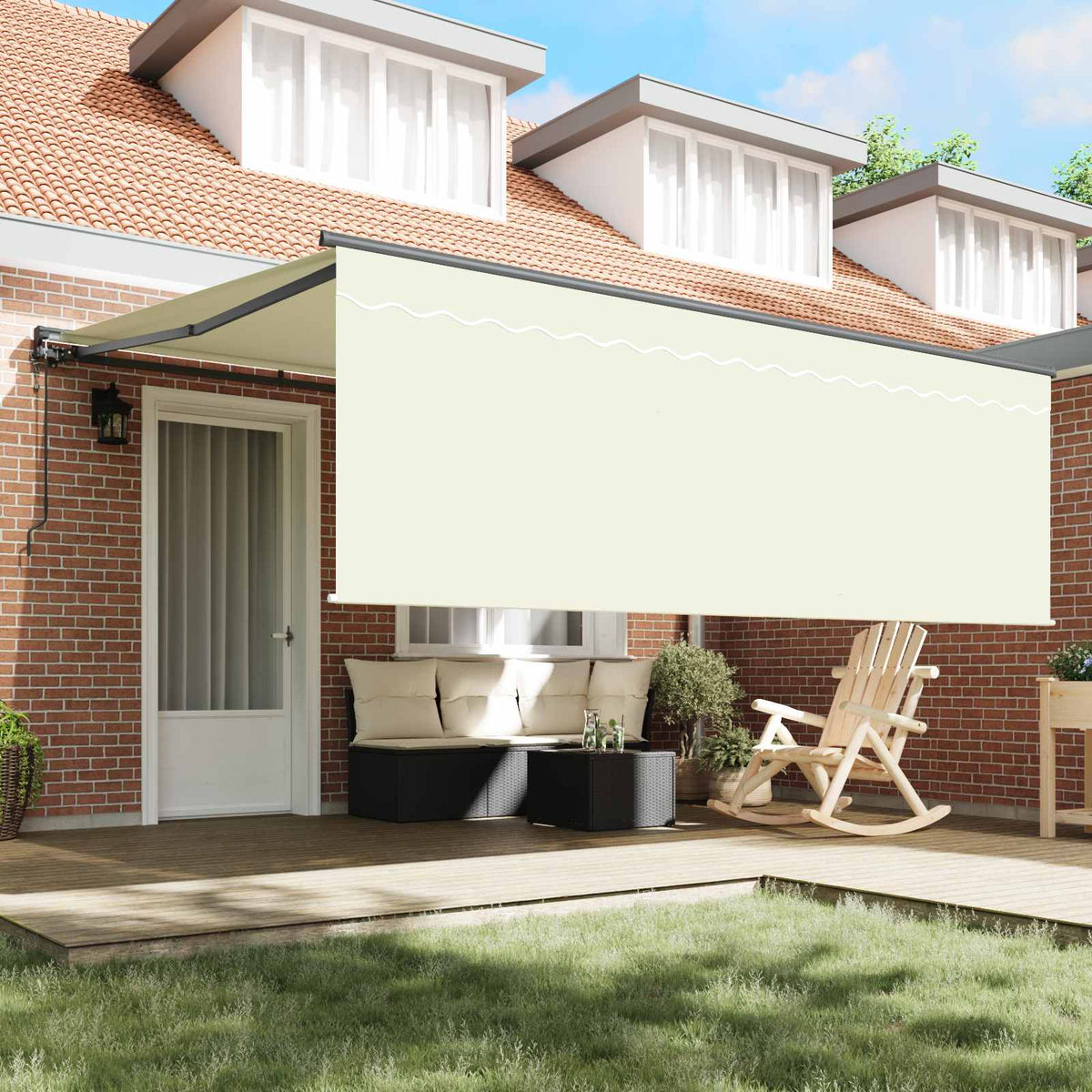 Udtrækkelig markise Creme 400 × 300 cm Polyester og Aluminium