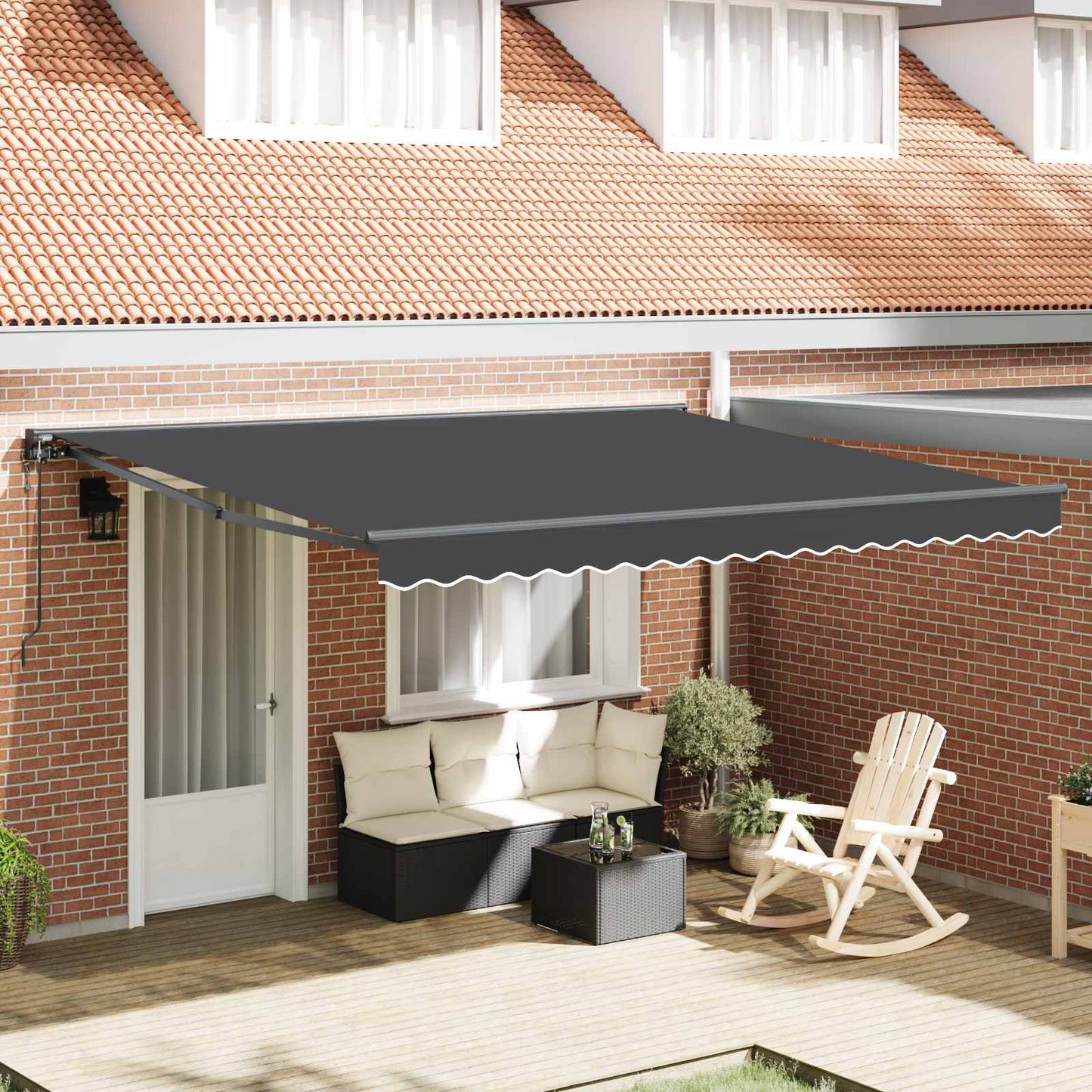 Markiseramme Antracit 400 × 300 cm Polyester med PU belægning