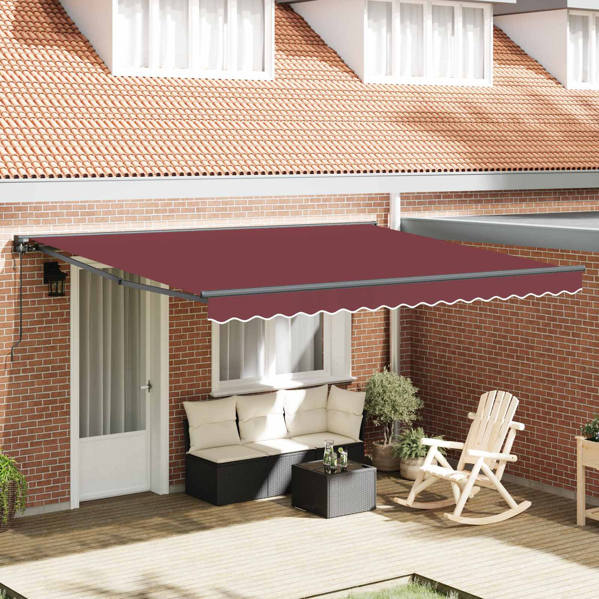Markiseramme Bordeaux 400 × 300 cm Polyester med PU belægning