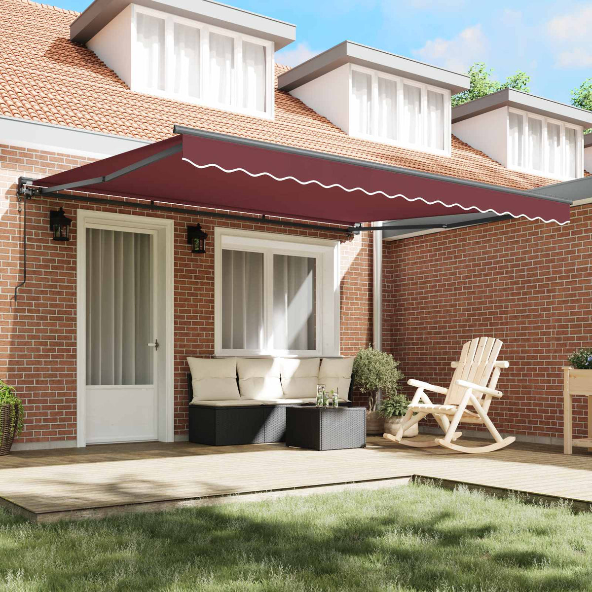 Markiseramme Bordeaux 400 × 300 cm Polyester med PU belægning