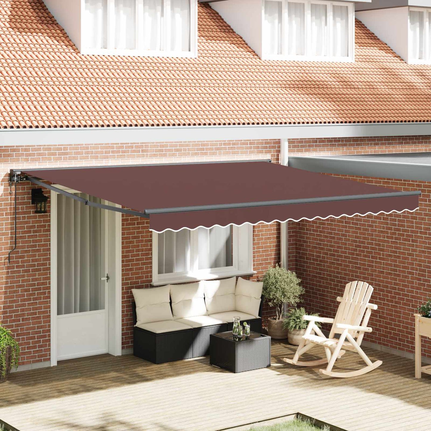 Markiseramme Brun 400 × 300 cm Polyester med PU belægning
