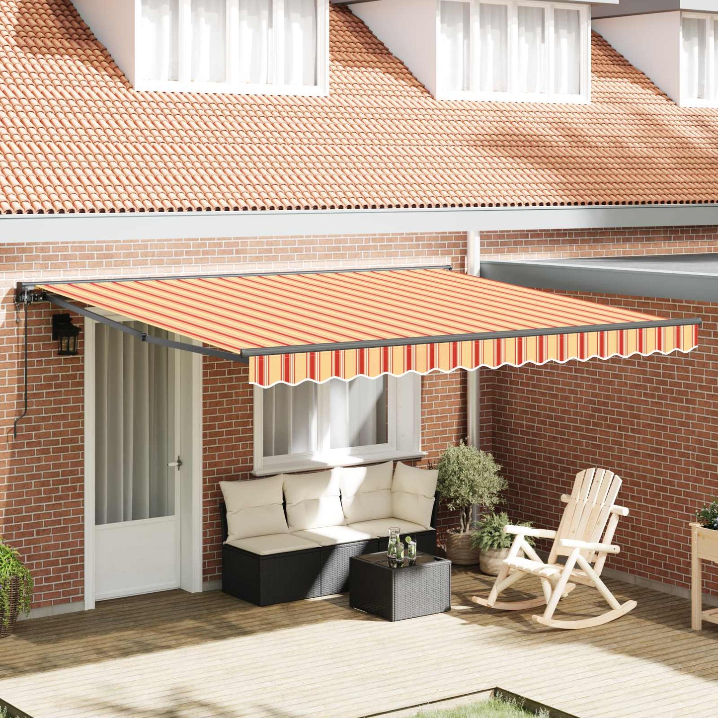 Markiseramme Flerfarvet 400 × 300 cm Polyester med PU belægning