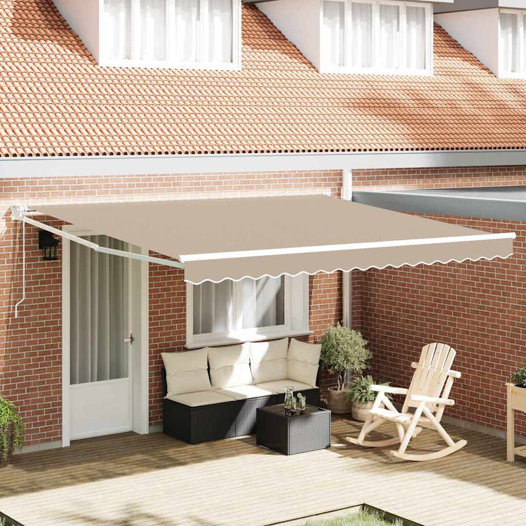 Udtrækkelig markise Beige 400 × 300 cm Polyester og metal