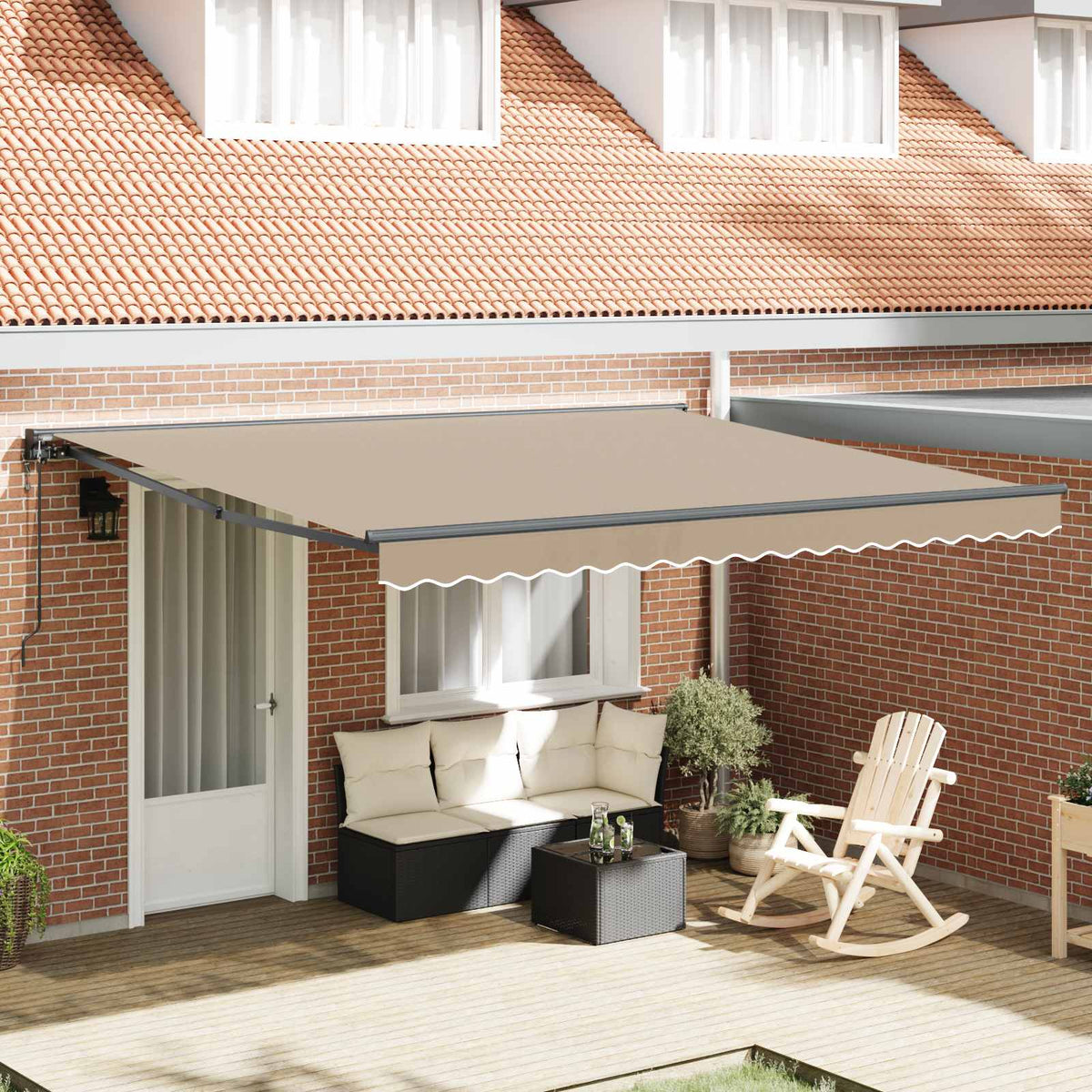 Markiseramme Beige 400 × 300 cm Polyester med PU belægning