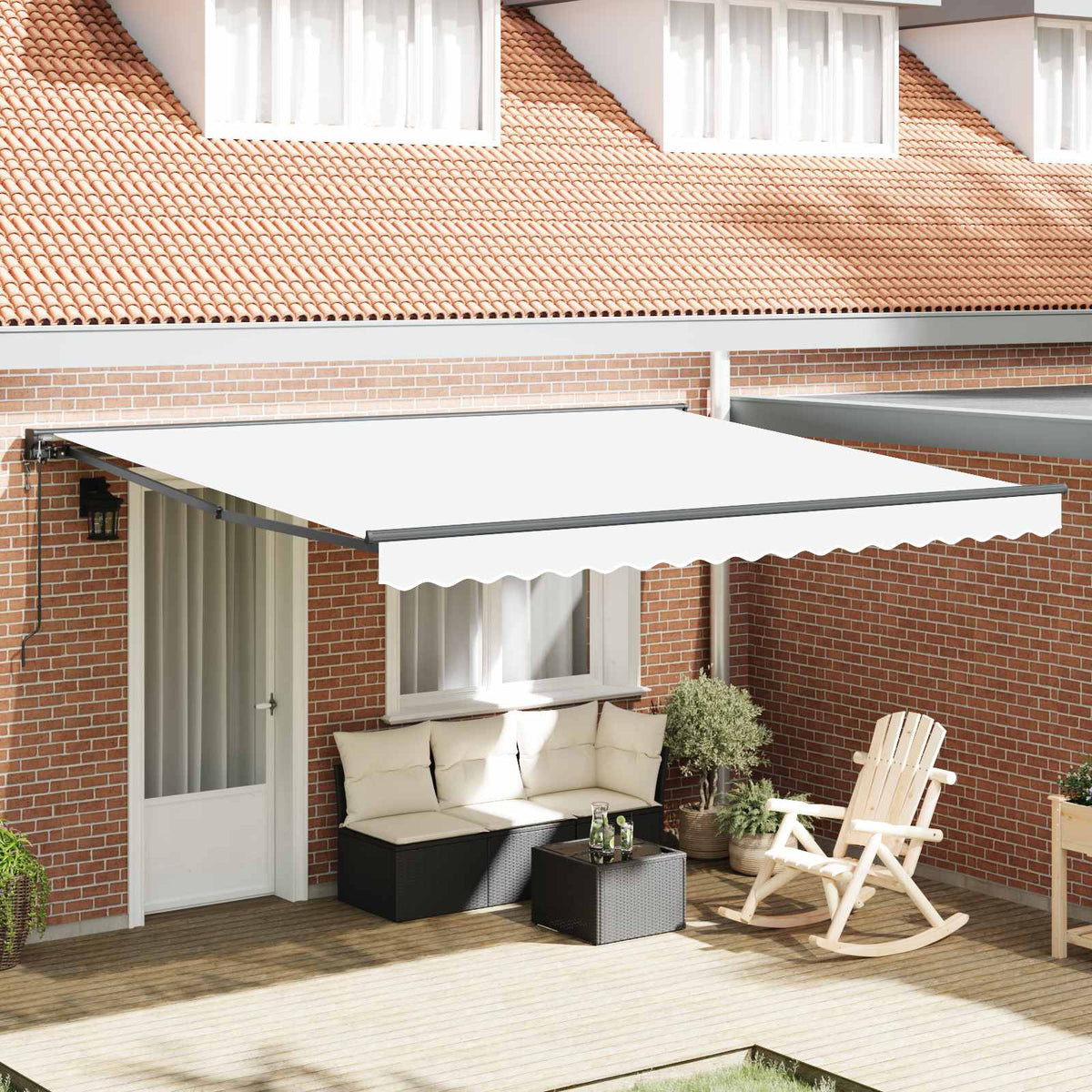 Markiseramme Hvid 400 × 300 cm Polyester med PU belægning