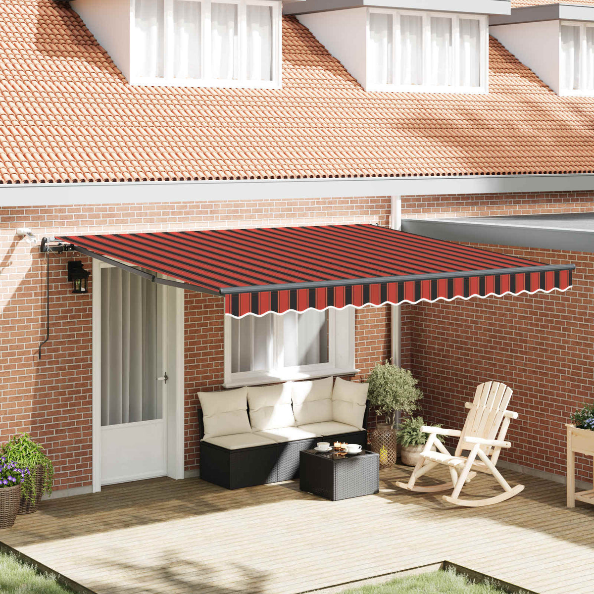 Udtrækkelig markise orange og brun 400 × 350 cm Polyester