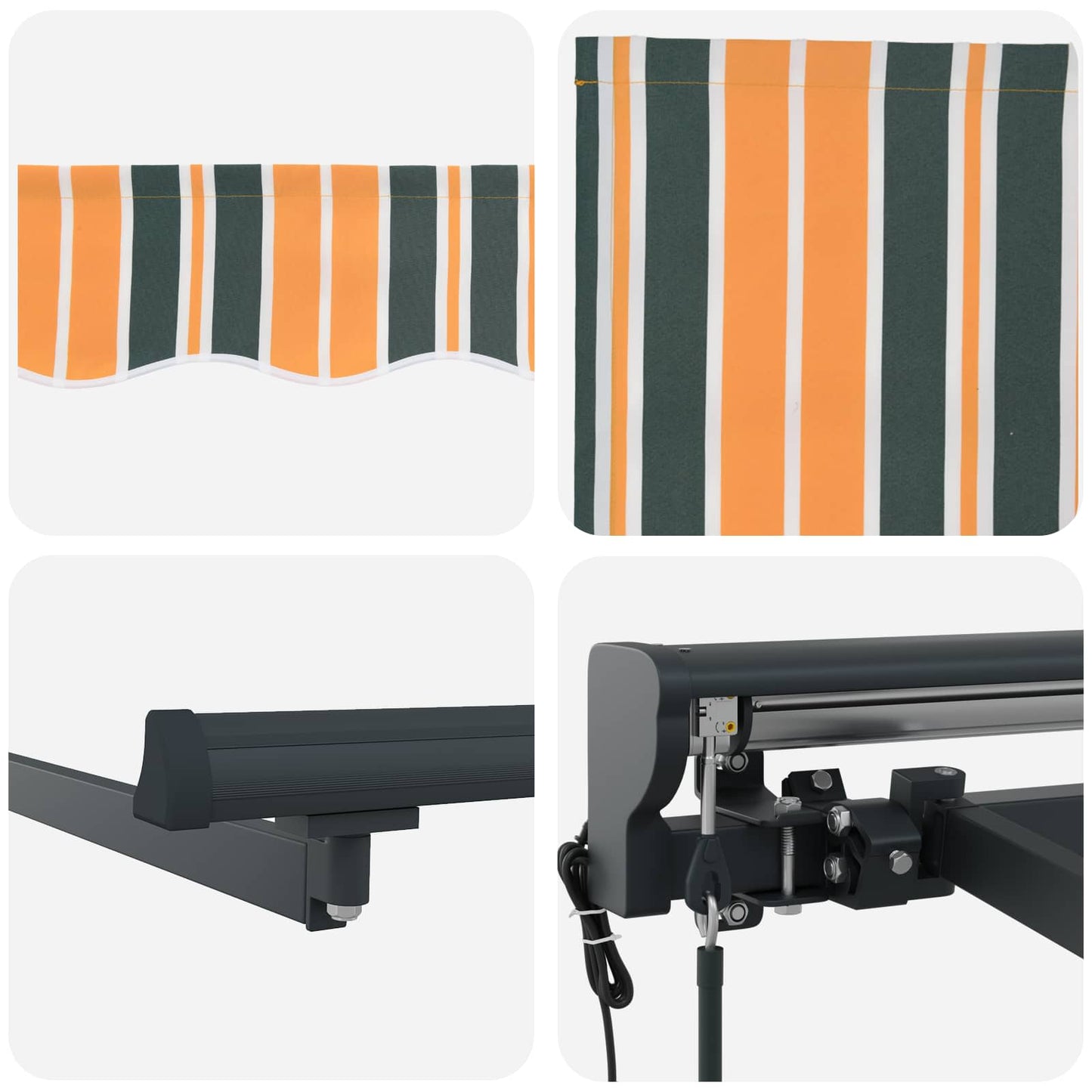 Udtrækkelig markise Grøn og Hvid 400 × 350 cm Polyester