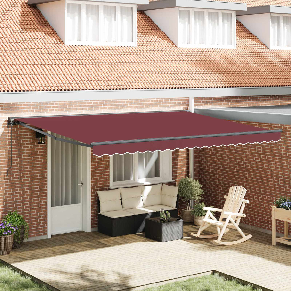 Markiseramme Bordeaux 450 × 300 cm Polyester med PU belægning