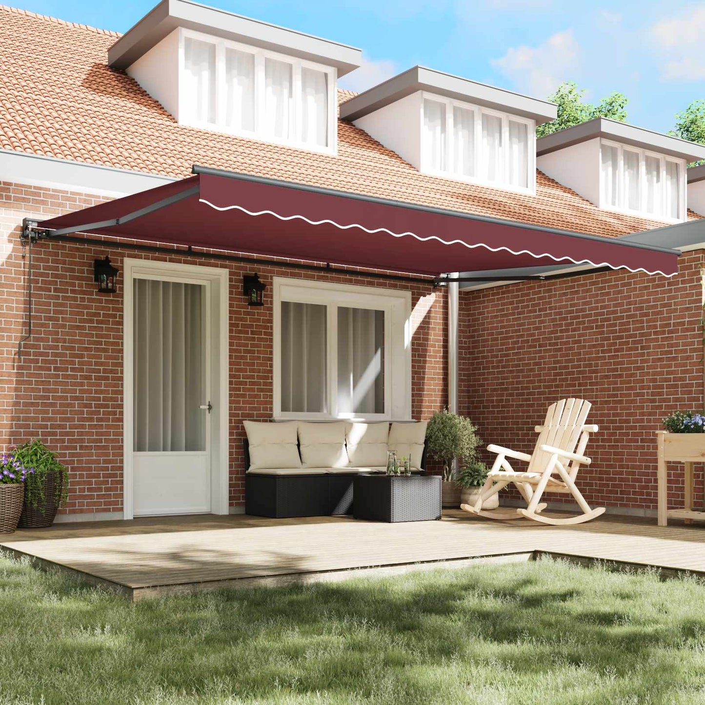 Markiseramme Bordeaux 450 × 300 cm Polyester med PU belægning