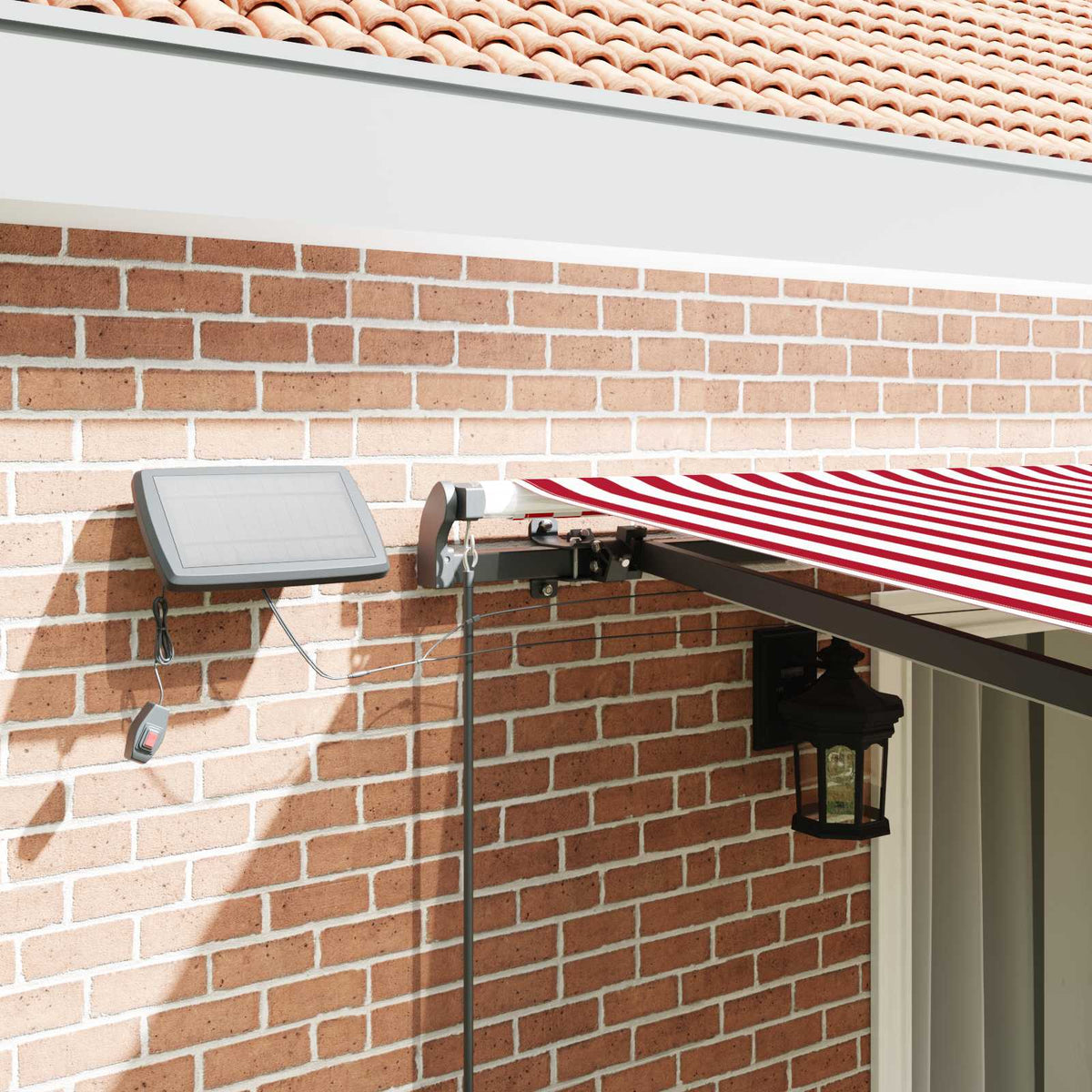 Udtrækkelig markise Rød og Hvid 450 × 300 cm Stof og aluminium