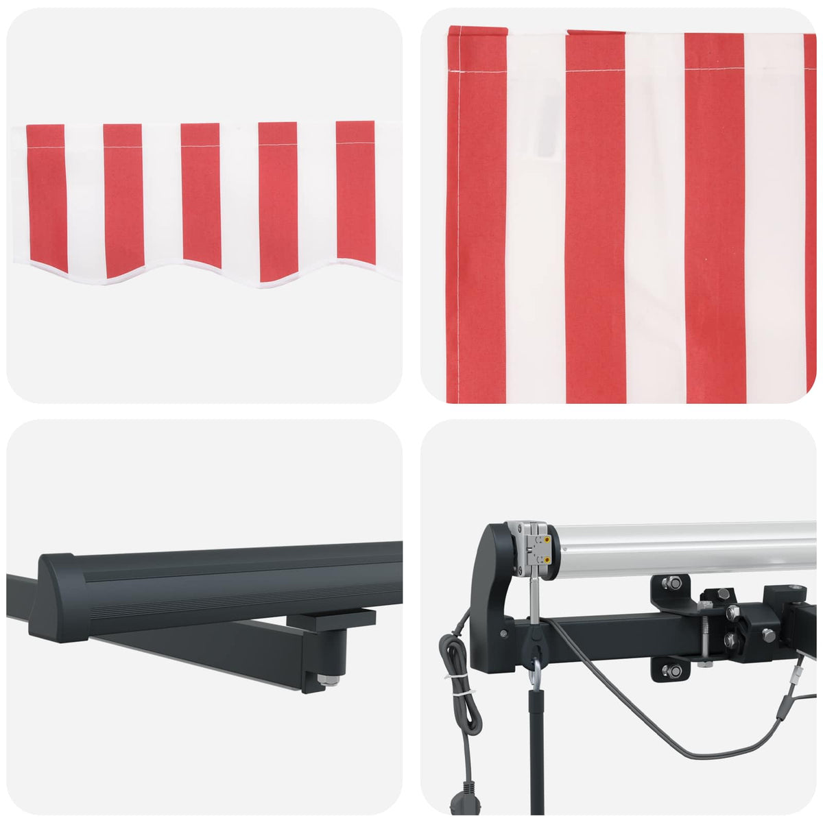 Udtrækkelig markise Rød og Hvid 450 × 300 cm Polyester