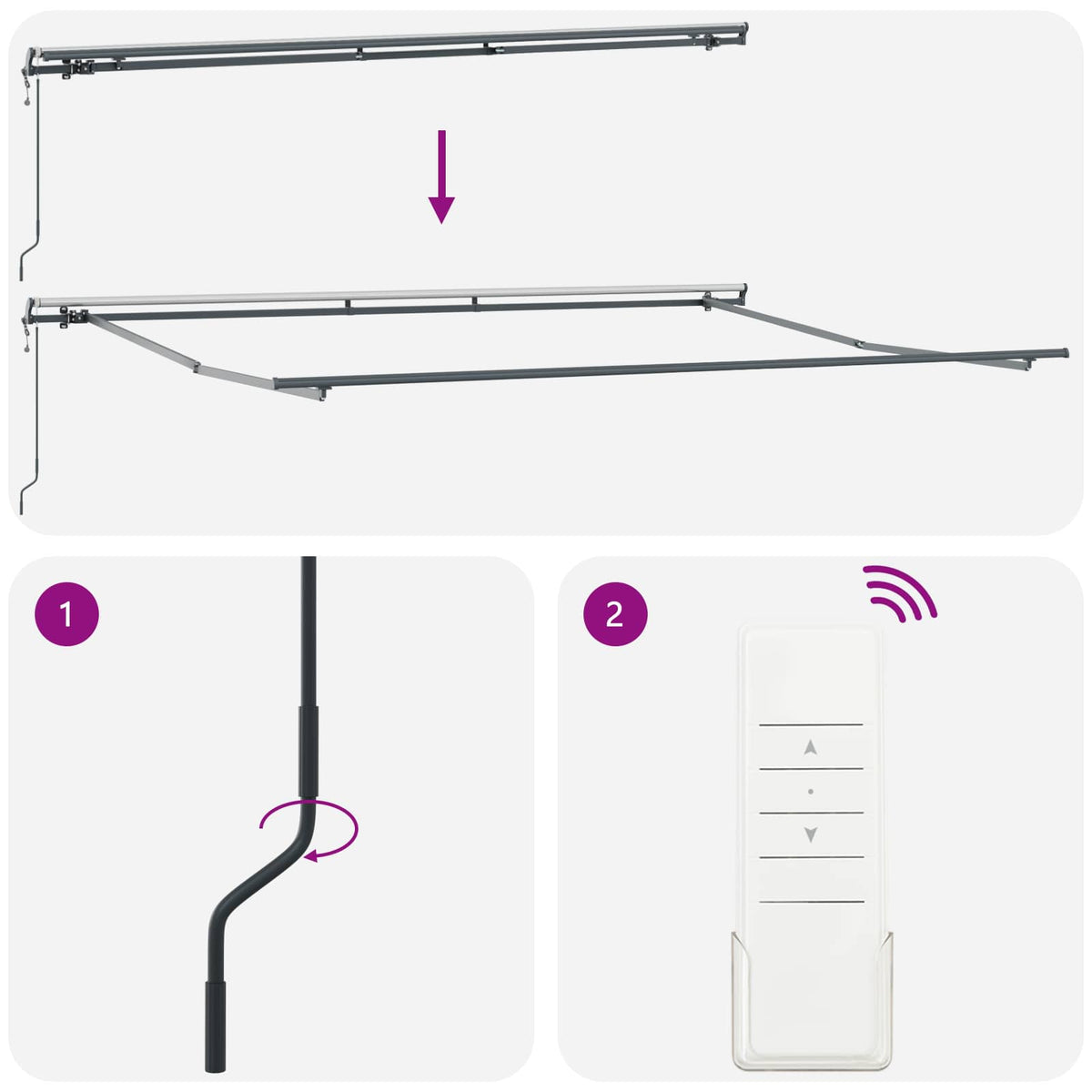 Udtrækkelig markise Rød og Hvid 450 × 350 cm Stof og aluminium