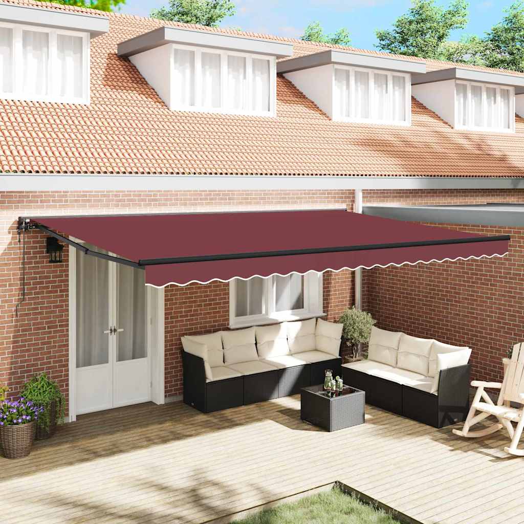 Markiseramme Bordeaux 500 × 300 cm Polyester med PU belægning