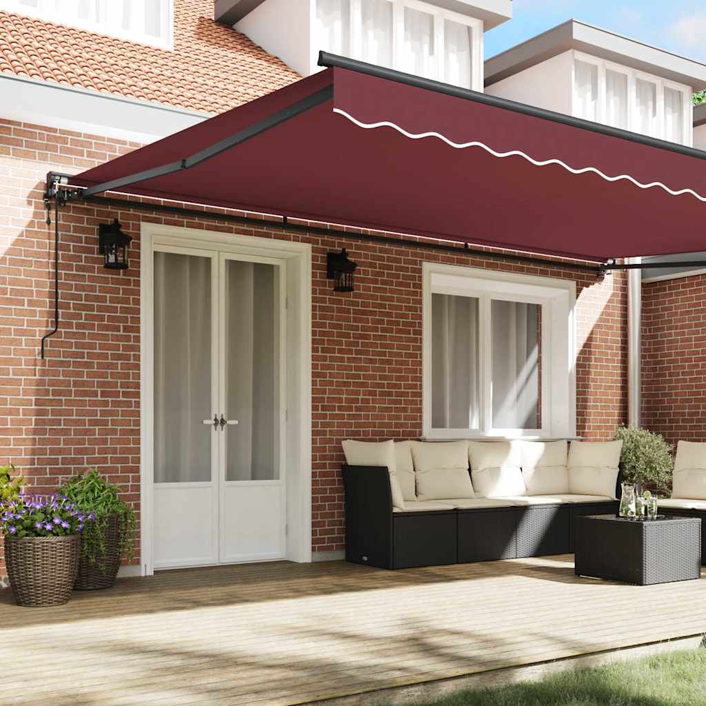 Markiseramme Bordeaux 500 × 300 cm Polyester med PU belægning