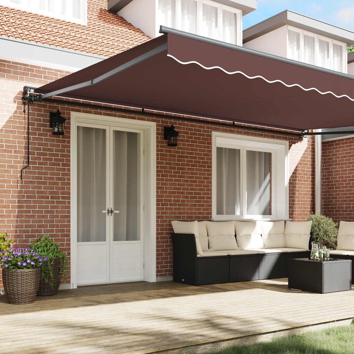 Markiseramme Brun 500 × 300 cm Polyester med PU belægning