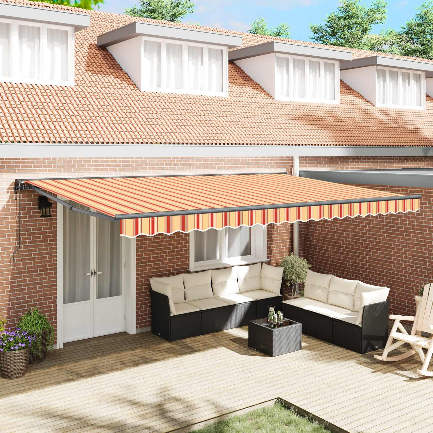Markiseramme Flerfarvet 500 × 300 cm Polyester med PU belægning