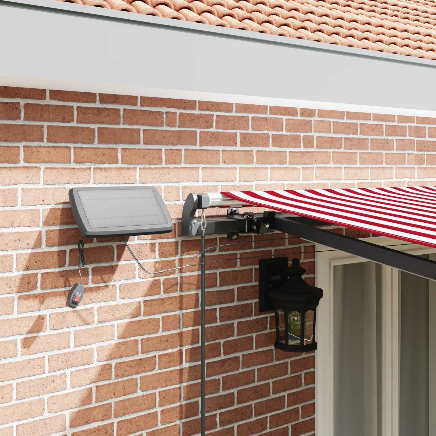 Udtrækkelig markise Rød og Hvid 500 × 300 cm Stof og aluminium