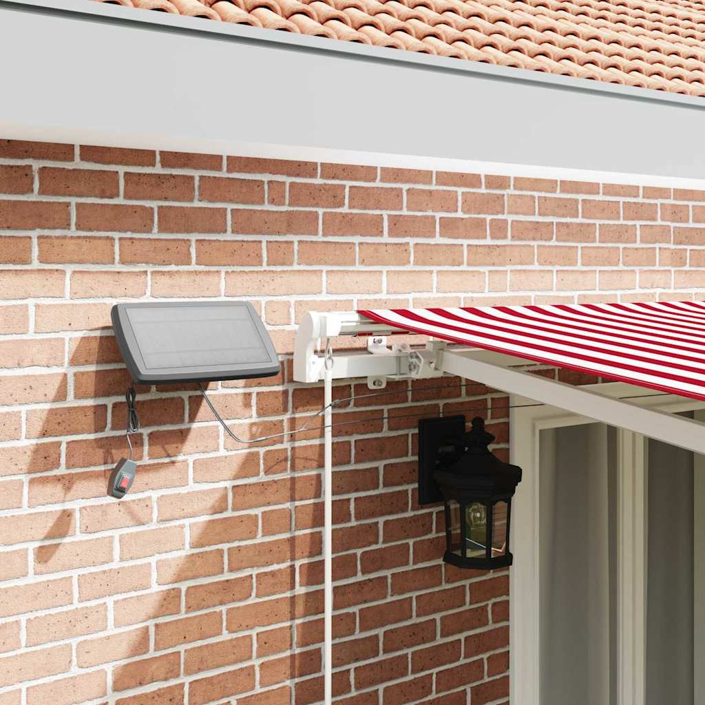 Udtrækkelig markise Rød og Hvid 500 × 350 cm Stof og aluminium