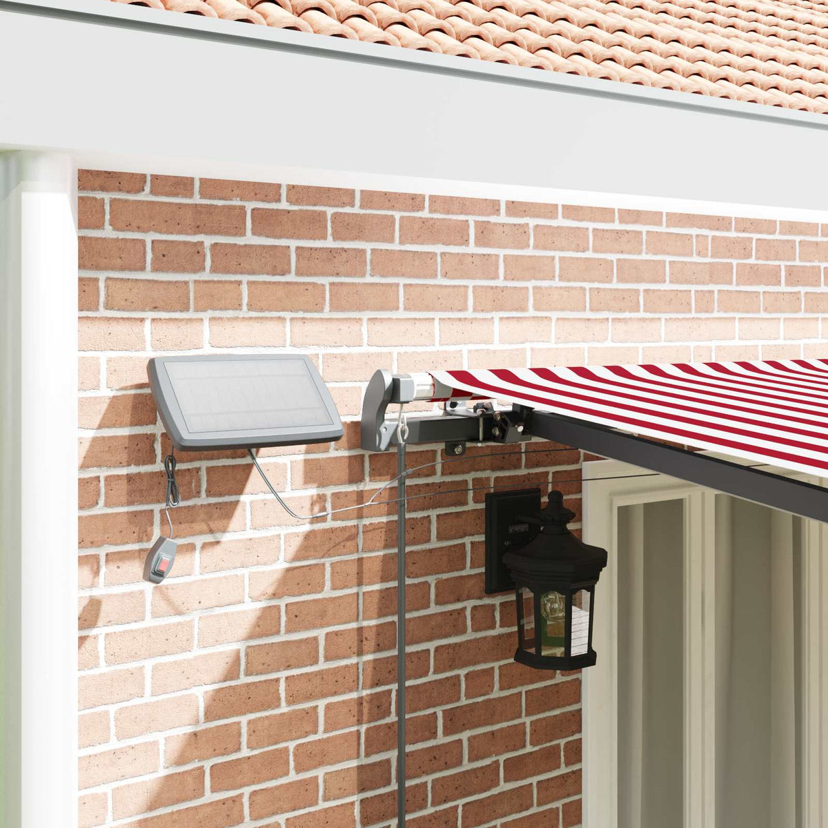 Udtrækkelig markise Rød og Hvid 600 × 300 cm Stof og aluminium