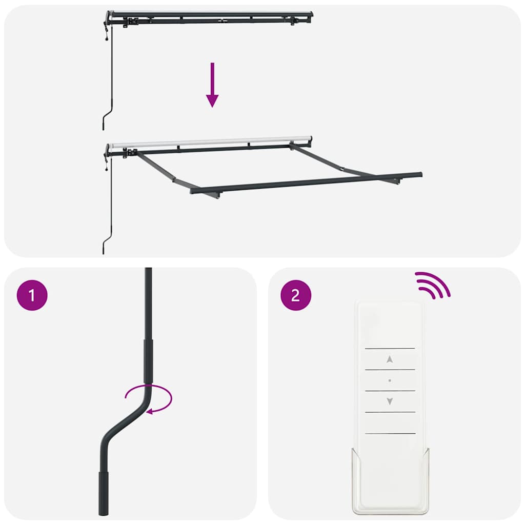 Markiseramme Antracit 2,5 x 2 m Metal