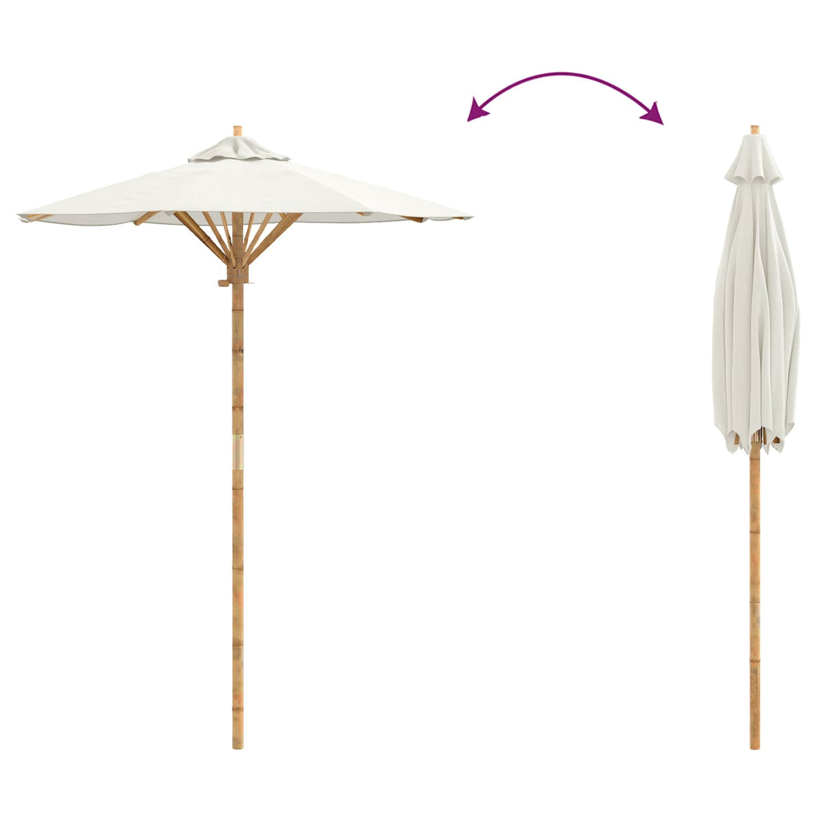 Havesol Ø 150 x 210 cm Bambus Rund Cremehvid