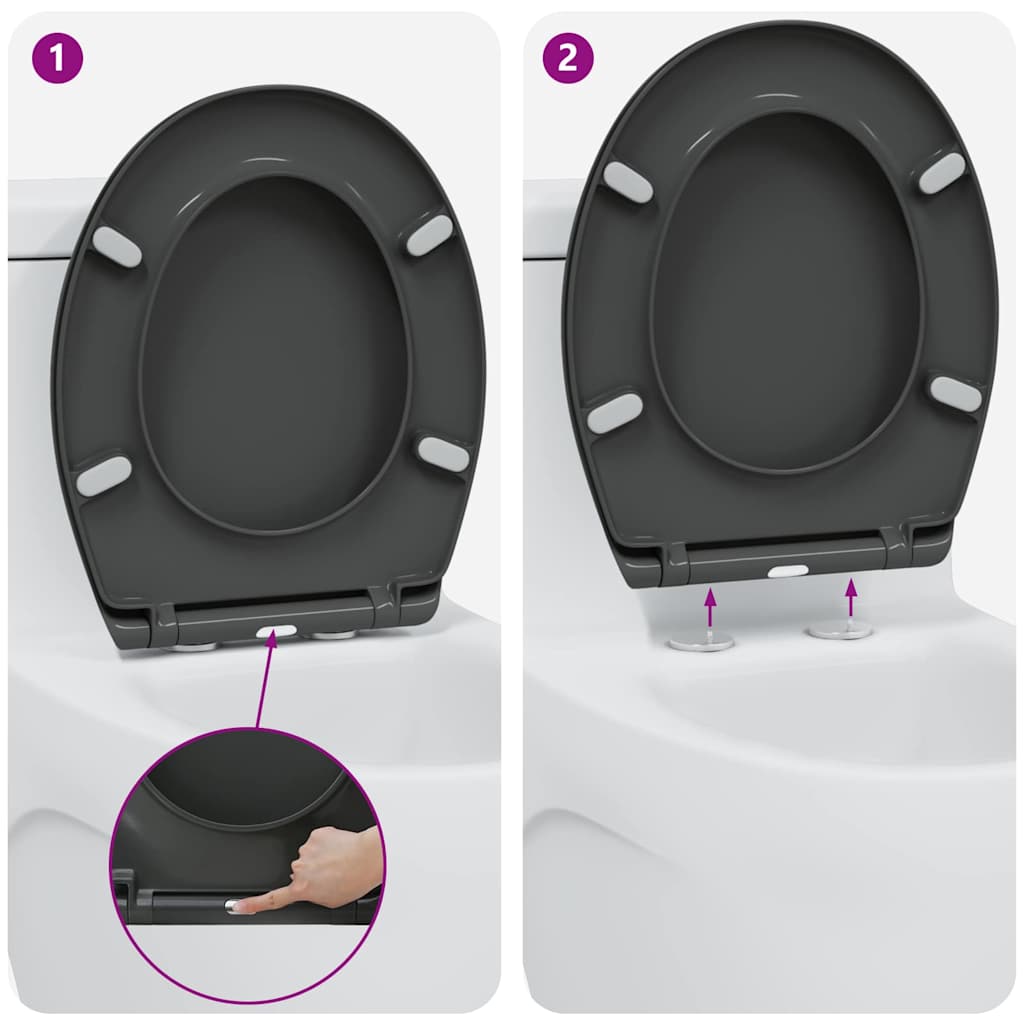 Toilet sæde Antracit 47 x 37 x 4 cm Duroplast