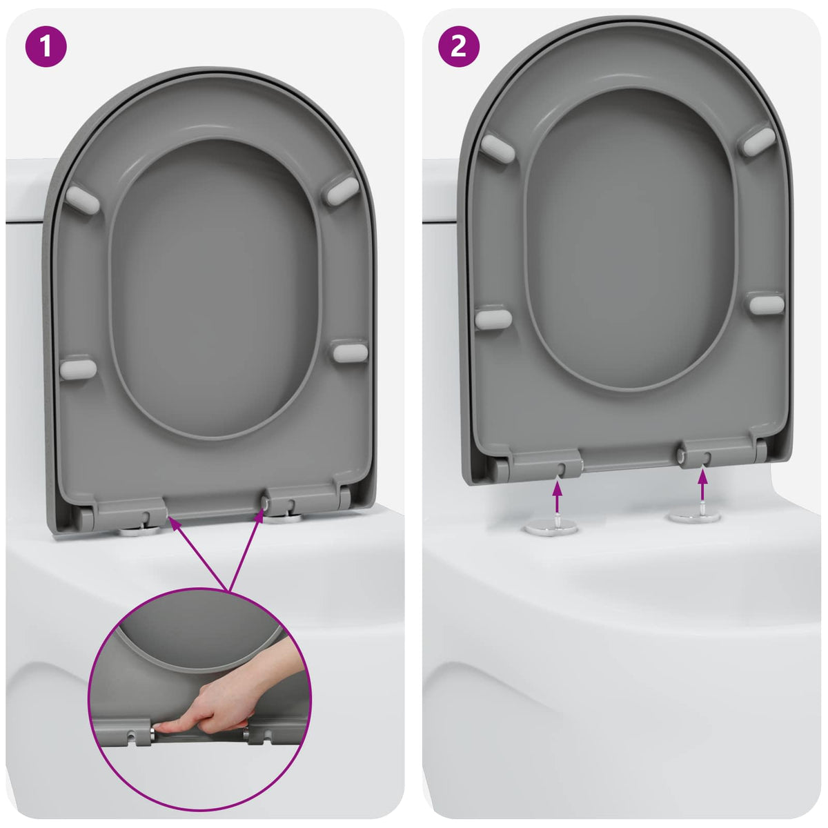 Toilet sæde Grå 49 x 36 x 4 cm Duroplast