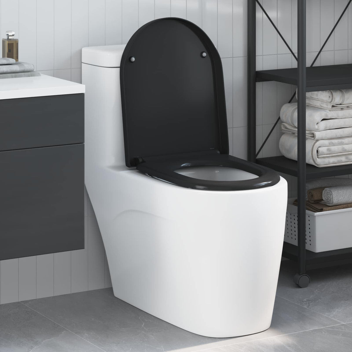 Toilet sæde Sort 49 x 36 x 4 cm Duroplast