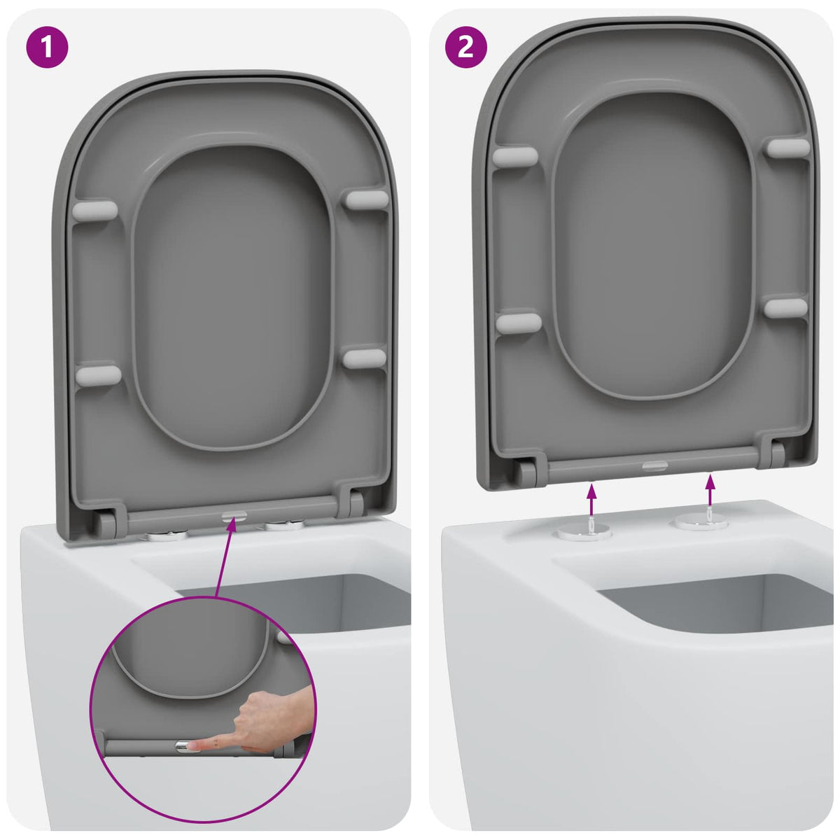 Toilet sæde Grå 47,5 x 35 x 3,6 cm Duroplast