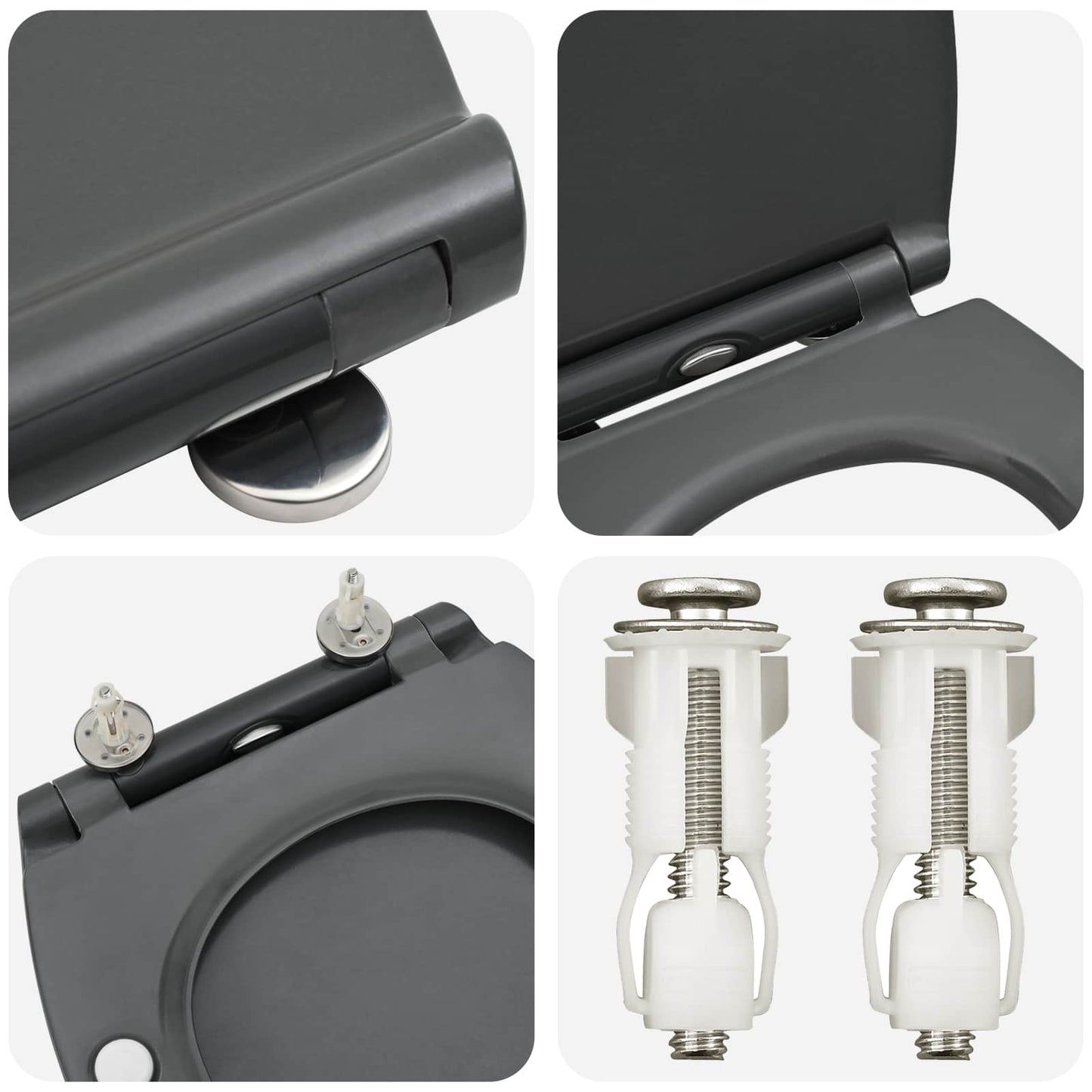 Toilet sæde Antracit 45,5 x 37,5 x 3,8 cm Duroplast