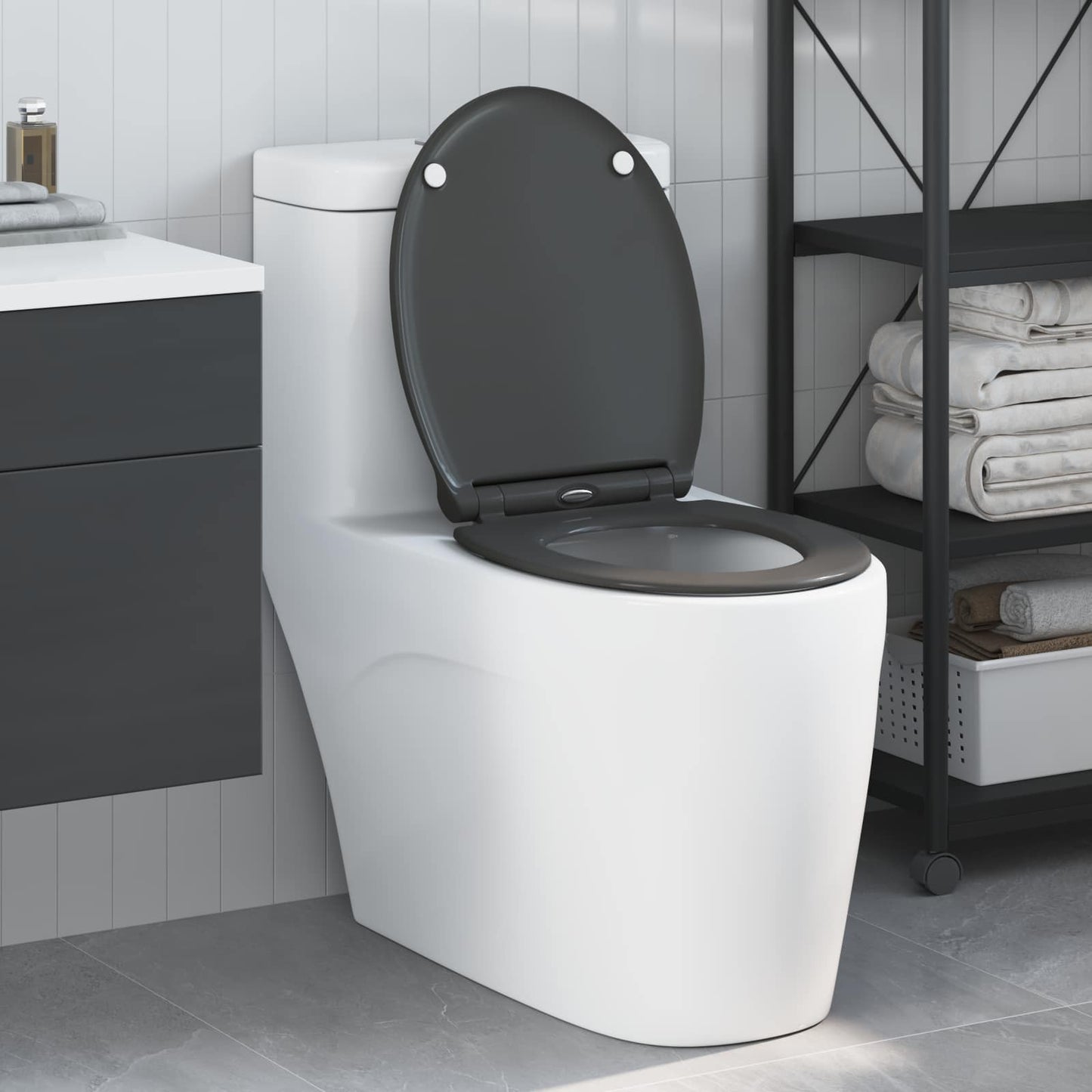 Toilet sæde Antracit 45,5 x 37,5 x 3,8 cm Duroplast