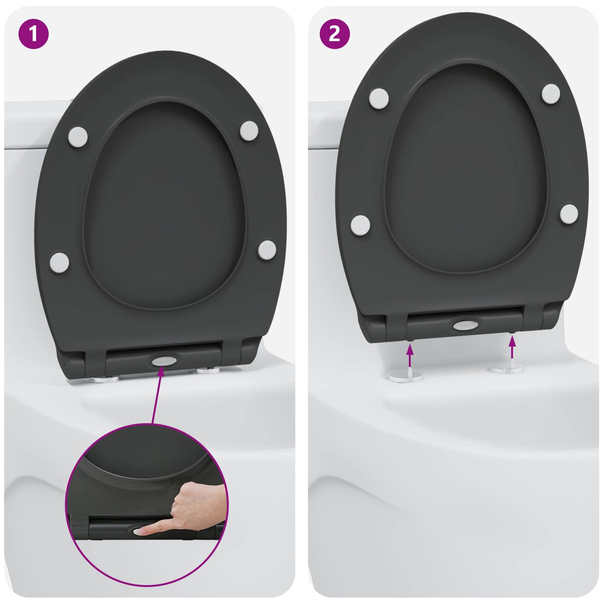 Toilet sæde Antracit 45,5 x 37,5 x 3,8 cm Duroplast