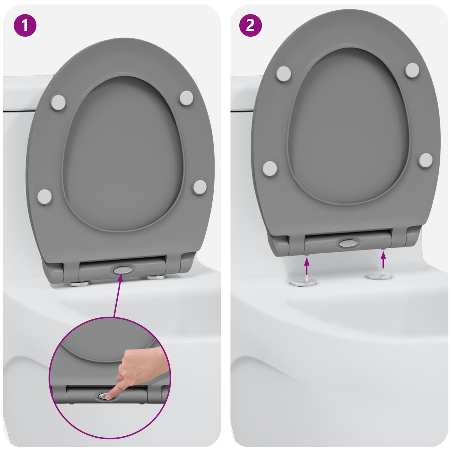 Toilet sæde Grå 45,5 x 37,5 x 3,8 cm Duroplast