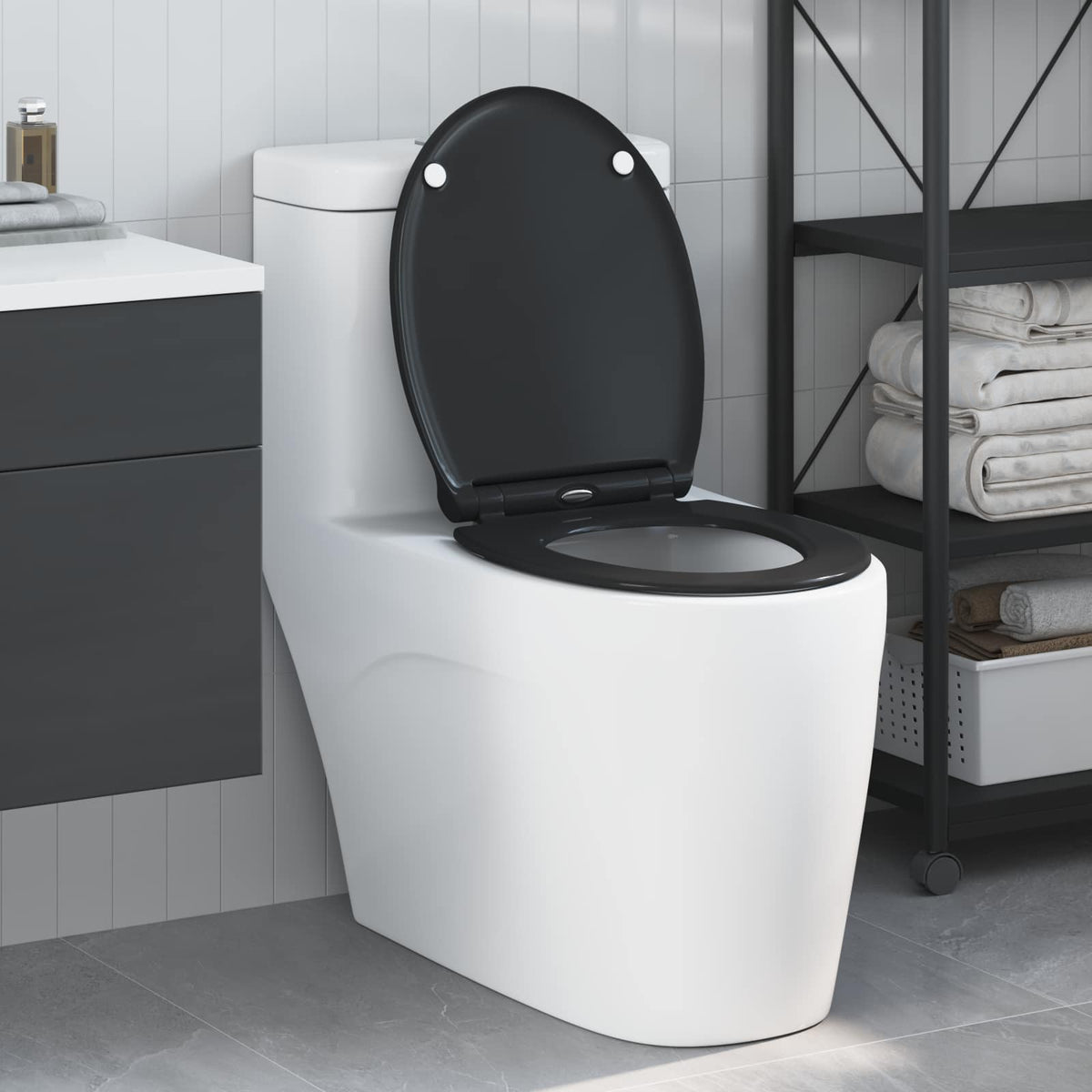 Toilet sæde Sort 45,5 x 37,5 x 3,8 cm Duroplast