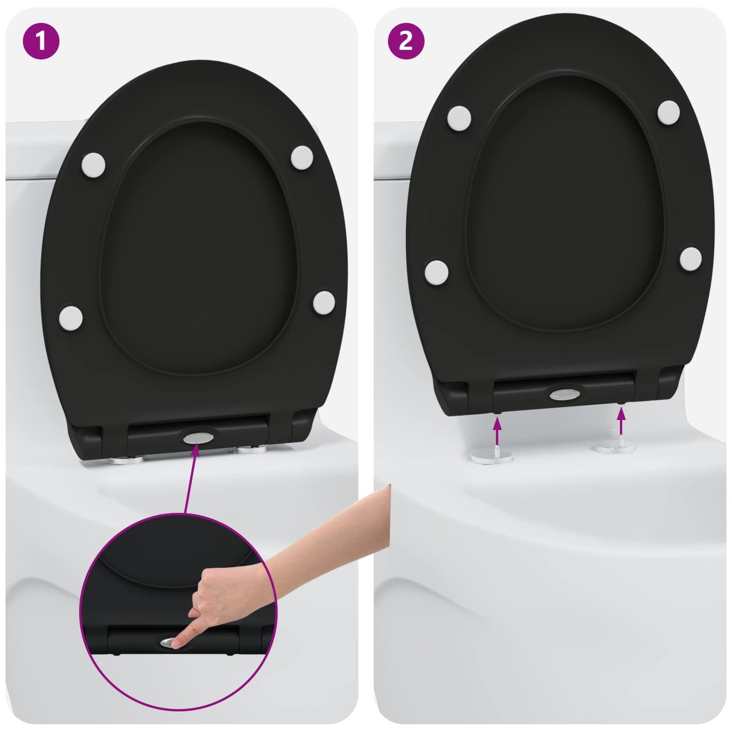 Toilet sæde Sort 45,5 x 37,5 x 3,8 cm Duroplast