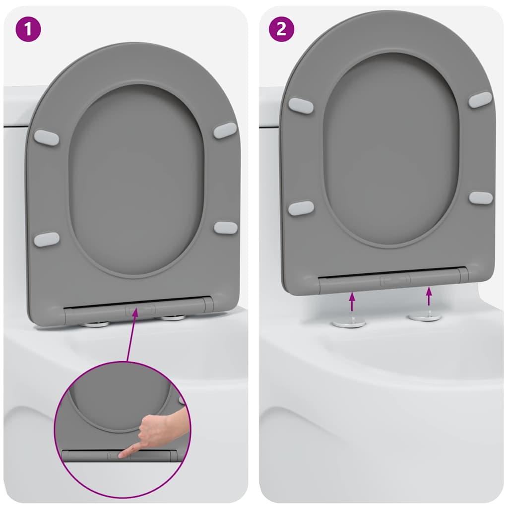 Toilet sæde Grå 47 x 36 x 3,4 cm Duroplast